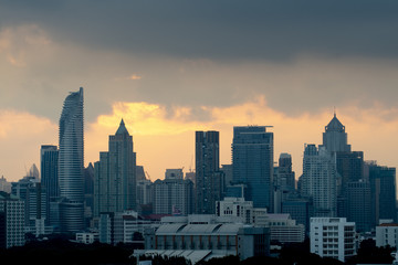 Fototapeta premium Bangkok city skyline during sunrise.