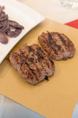 Piadina Romagnola with sausage and onion