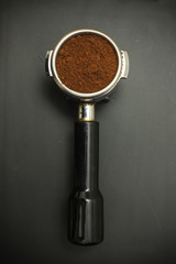 Ground coffee beans top view
