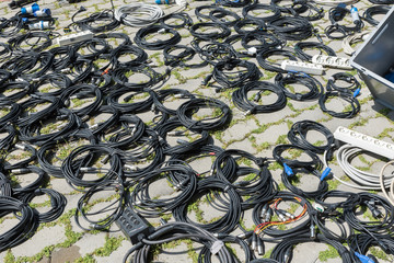 Stage equipment lying on the floor
