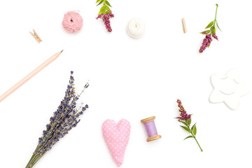 Objects for decoration on a white background. Copy sapce