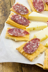 Appetizer with cheese and Italian salami