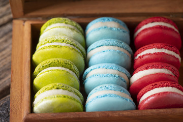 Selection of french colourful macarons