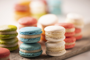 Selection of french colourful macarons