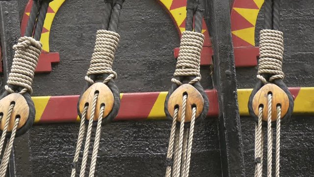 Close up of knotted ropes 