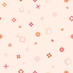 vector seamless repeating illustration of children's pink flowers pattern