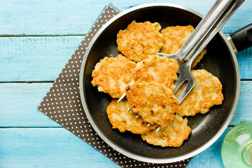 Crispy pan fried chicken breast chops