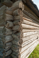 Wood logs wall of old rural house
