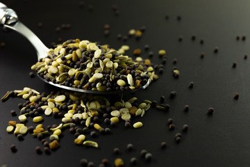 Mixed spices in spoon