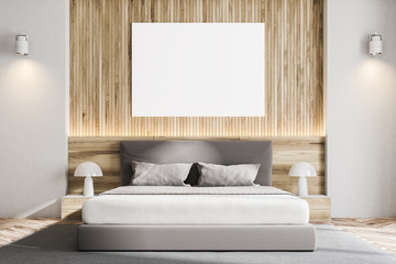 Wooden wall Scandinavian bedroom, poster