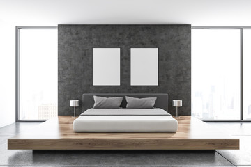Concrete wall Scandinavian bedroom, posters