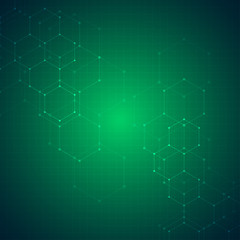 Technology background with hexagons. Molecular structure and chemical compounds.