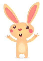 Cartoon Rabbit Character giving a hug. Vector illustration. Isolated on white