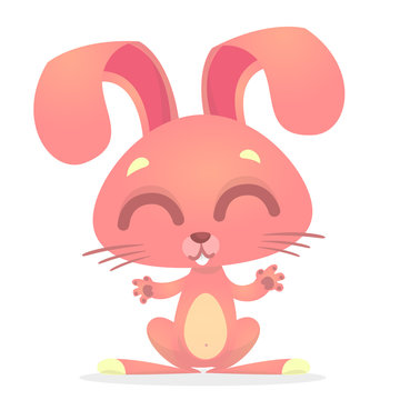Pink easter rabbit cartoon. Easter Bunny vector illustration
