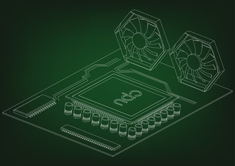 white motherboard on green