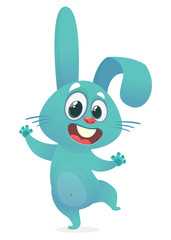 A vector illustration of cartoon bunny rabbit hopping