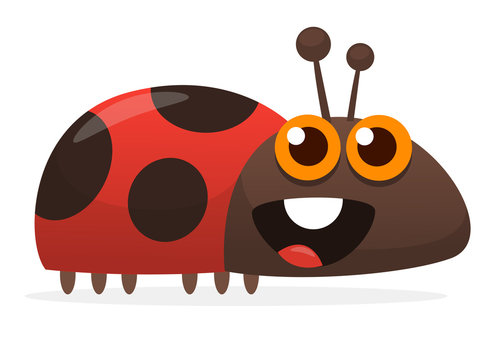 Vector funny cartoon ladybug. Isolated on white