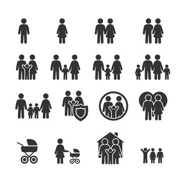 Vector image set of family icons.