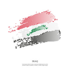 Obraz premium Iraq flag with halftone effect, grunge texture. Isolated on white background. Vector illustration.
