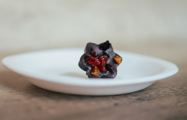 Sweets without sugar with dried fruits, with chocolate