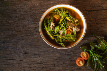 Traditional cuisine and recipe menu in Northern of Thailand.