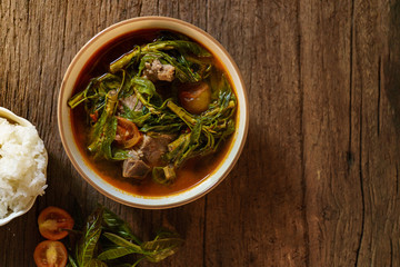 Traditional cuisine and recipe menu in Northern of Thailand.