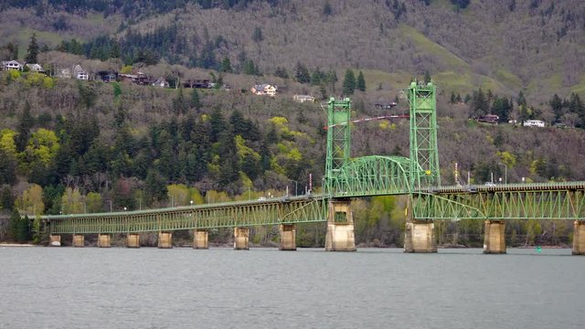 The Mighty Columbia Flows Under the Bridge at Hood River Oregon