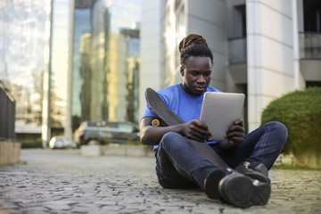 Teenager using a tablet