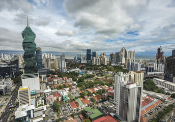 Naklejka premium panama city skyline - modern city skyline - skyscraper building panorama -
