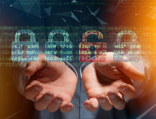 Cyber attack concept on a technology interface