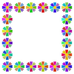 Fototapeta na wymiar Multicolor frame with flowers