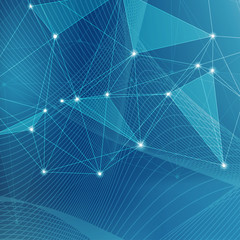 Geometric abstract background with connected line and dots. Structure molecule and communication. Scientific concept for your design. Medical, technology, science background. illustration.