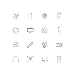 Devices simple linear icons set. Outlined vector icons