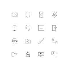 Devices simple linear icons set. Outlined vector icons