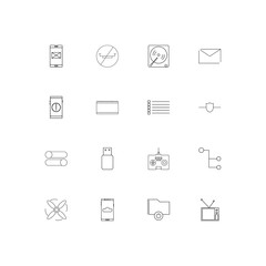 Devices simple linear icons set. Outlined vector icons