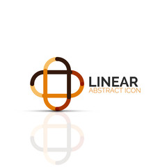 Abstract flower or star minimalistic linear icon, thin line geometric flat symbol for business icon design, abstract button or emblem