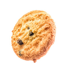 Danish butter cookies with raisins, butter cookie on white background