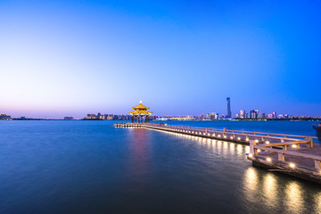 pavilion in suzhou jinji lake