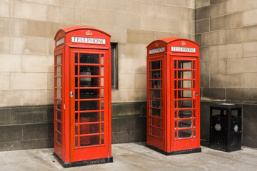 British red telephone boxes. The iconic and classic british image of red phone boxes.