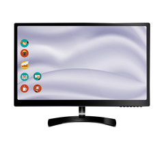 New monitor front and black vector drawing eps10 format isolated on white background