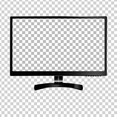 New monitor front and black vector drawing eps10 format isolated on transparent background
