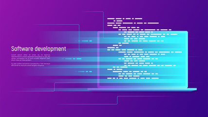 Software development, programming, coding vector concept.