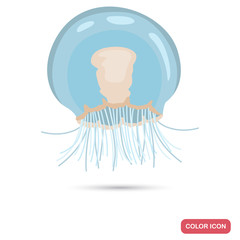 Ocean jellyfish color flat icon