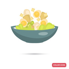 Plate with salad color flat icon