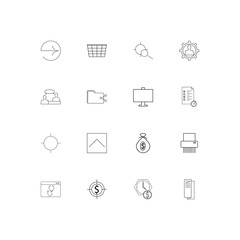 Business simple linear icons set. Outlined vector icons