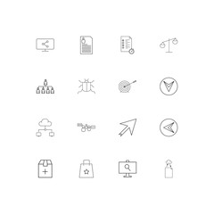 Business simple linear icons set. Outlined vector icons