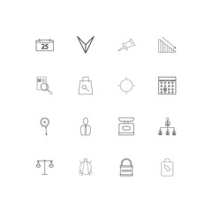 Business simple linear icons set. Outlined vector icons