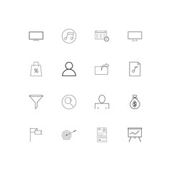 Business simple linear icons set. Outlined vector icons