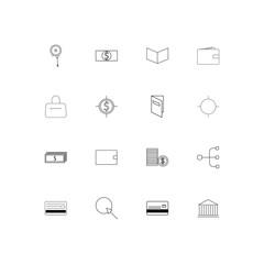 Banking, Finance And Money simple linear icons set. Outlined vector icons