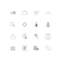 Banking, Finance And Money simple linear icons set. Outlined vector icons